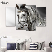 Load image into Gallery viewer, 4 Panel Art Zebra Painting Horse Black and White Animal Painting for Living Room Wall Art Canvas Prints Unframed
