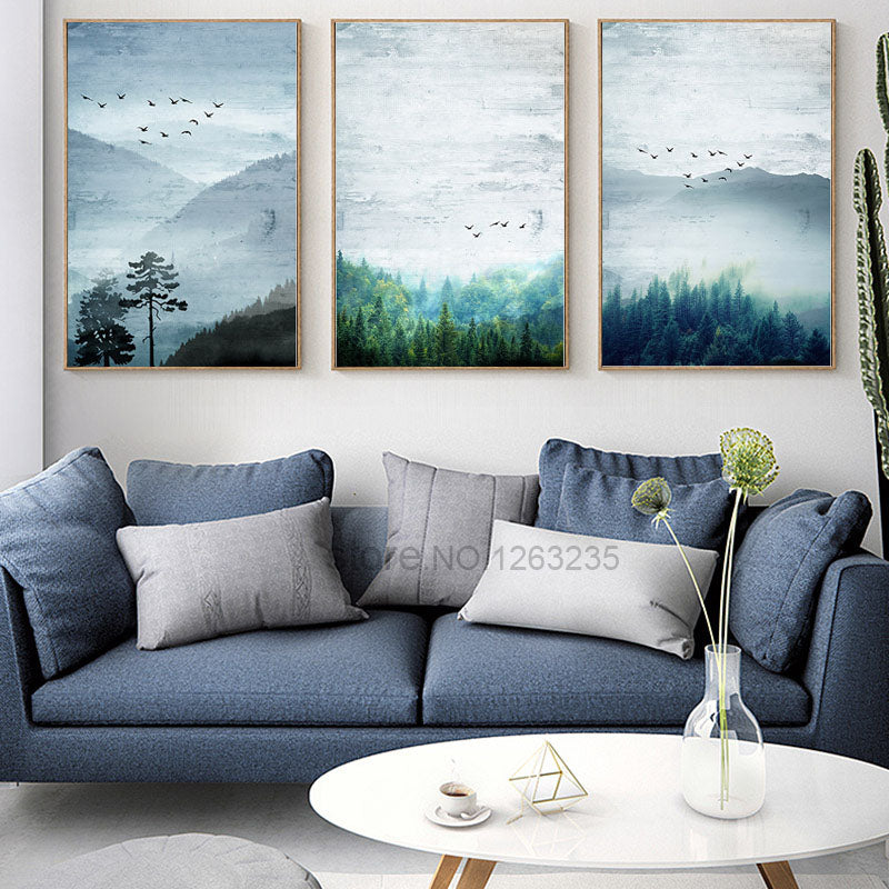 Landscape Painting Forest Life Bird Posters And Prints Picture Nordic Poster Canvas Pictures For Living Room Wall Art Unframed