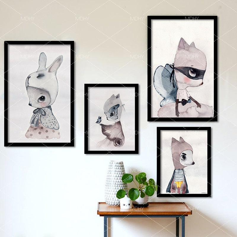 Rabbit Girl Wall Art Canvas Painting Nordic Poater Posters And Prints Art Print Wall Pictures For Living Room No Poster Frame