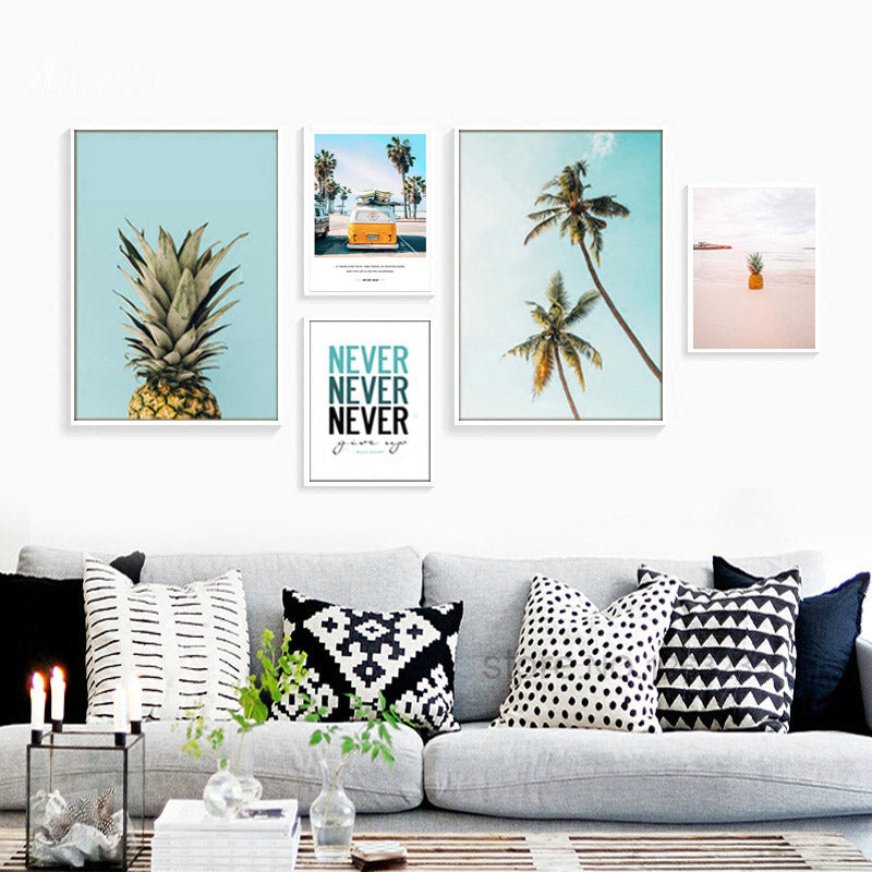 Pineapple Cactus Coconut Tree Posters And Prints Nordic Poster Wall Picture Canvas Art Canvas Pictures For Living Room Unframed