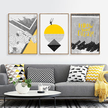 Load image into Gallery viewer, Golden Deer Posters And Prints Wall Pictures For Living Room Wall Art Yellow And Gray Geometric Picture Nordic Poster Unframed
