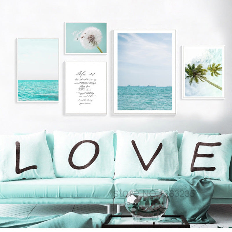 Blue Seawater Posters And Prints Dandelion Coconut Nordic Poster Wall Picture Canvas Art Wall Pictures For Living Room Unframed