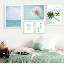 Load image into Gallery viewer, Blue Seawater Posters And Prints Dandelion Coconut Nordic Poster Wall Picture Canvas Art Wall Pictures For Living Room Unframed
