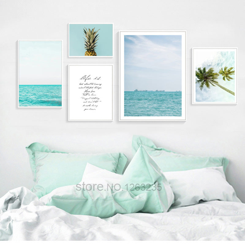 Blue Seawater Posters And Prints Dandelion Coconut Nordic Poster Wall Picture Canvas Art Wall Pictures For Living Room Unframed