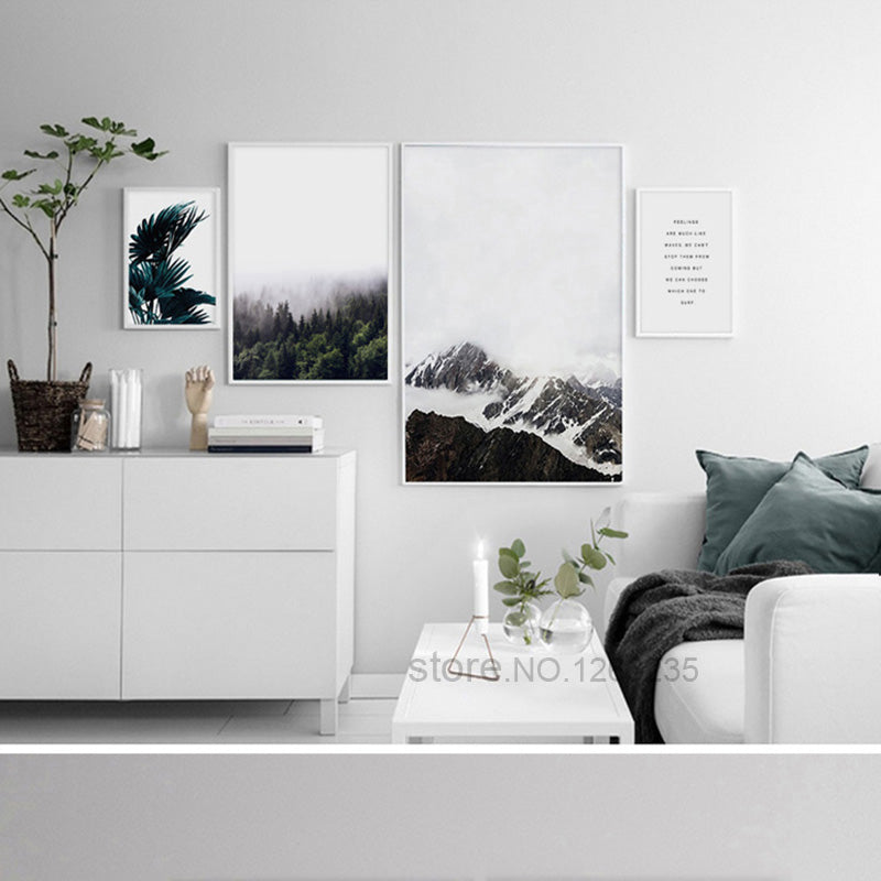 Nordic Poster Snow Mountain Posters And Prints Letter Wall Pictures For Living Room Landscape Art Print Canvas Painting Unframed