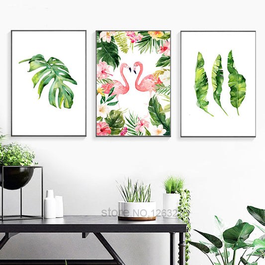 Flamingo Posters And Prints Turtle Leaf Nordic Poster Flower Cuadros Art Print Canvas Art Wall Pictures For Living Room Unframed