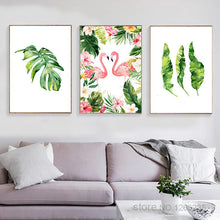 Load image into Gallery viewer, Flamingo Posters And Prints Turtle Leaf Nordic Poster Flower Cuadros Art Print Canvas Art Wall Pictures For Living Room Unframed

