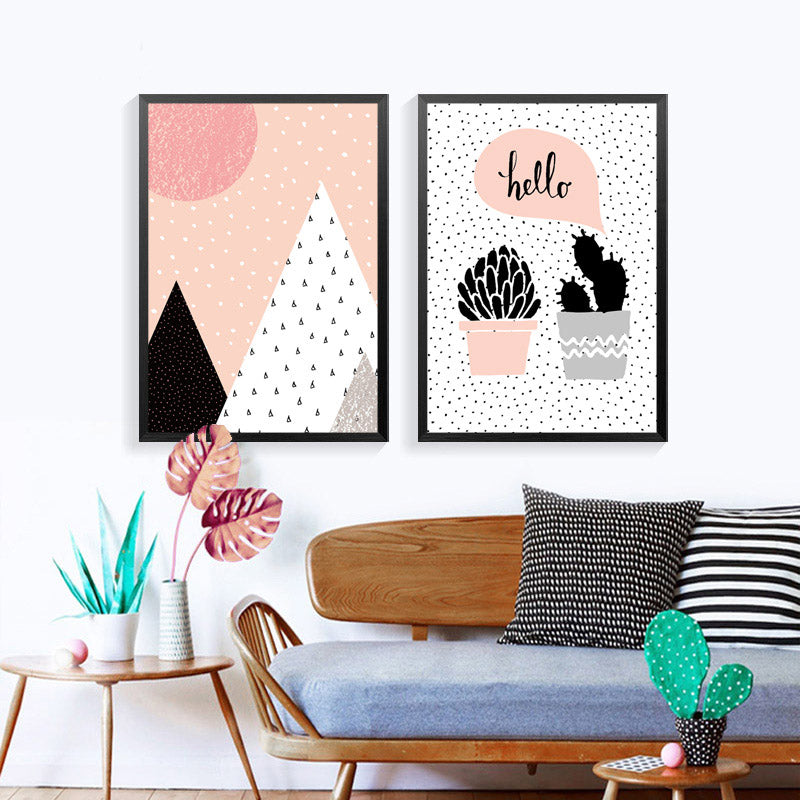 Posters And Prints Nordic Poster Art Poster Wall Art Canvas Painting Cactus Hello Sun Wall Pictures For Living Room Unframed