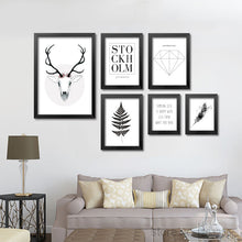 Load image into Gallery viewer, Nordic Style Poster Posters And Prints Elk Poster Wall Pictures For Living Room Letter Leaf Art Print Canvas Painting Unframed
