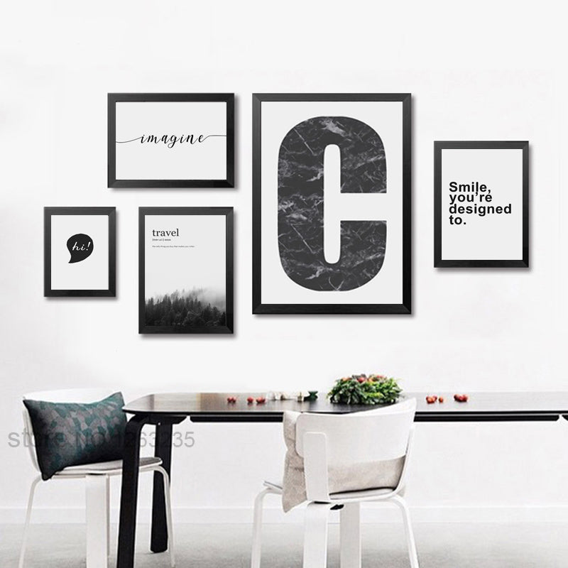 Gray Landscape Word Hi 5 Piece Canvas Art Posters And Prints Nordic Poster Canvas Pictures For Living Room Art Print Unframed