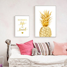 Load image into Gallery viewer, Golden Pineapple She Love Posters And Prints Nordic Poster Art Print Cuadros Wall Art Canvas Pictures For Living Room Unframed
