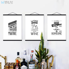 Load image into Gallery viewer, Wine Beer Bottle Typography Hippie Quotes Wooden Framed Poster Nordic Kitchen Wall Art Pictures Bar Decor Canvas Painting Scroll
