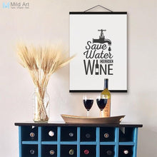 Load image into Gallery viewer, Wine Beer Bottle Typography Hippie Quotes Wooden Framed Poster Nordic Kitchen Wall Art Pictures Bar Decor Canvas Painting Scroll

