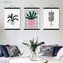 Load image into Gallery viewer, Modern Cute Green Plant Cactus Leaf A4 Wooden Framed Poster Nordic Wall Art Living Room Picture Home Deco Canvas Painting Scroll
