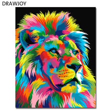 Load image into Gallery viewer, Colorful Abstract Lion Framed Picture Painting &amp; Calligraphy DIY Painting By Numbers Coloring By Numbers GX9053 40*50cm
