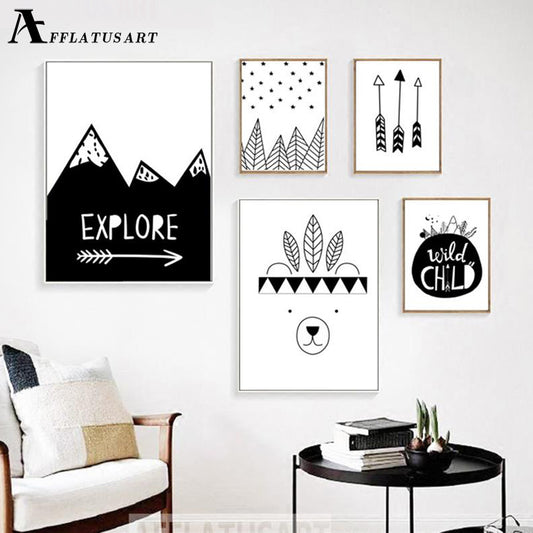 Explore Child Wall Art Canvas Painting Nordic Posters And Prints Black White Nursery