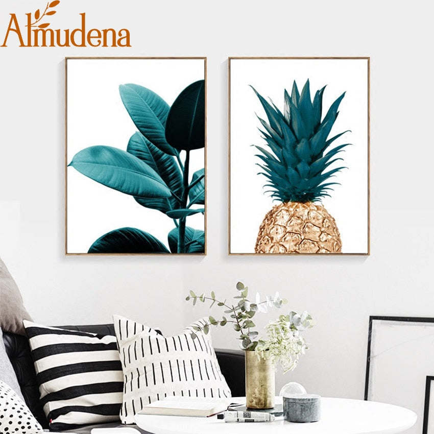 Nordic Pineapple Green Leaves Canvas Painting Wall Art Poster Home Decoration Posters