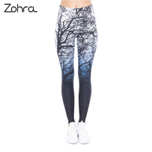 Load image into Gallery viewer, Women Legging Trees Printing Blue Fitness Leggings Fashion High Waist Woman Pants
