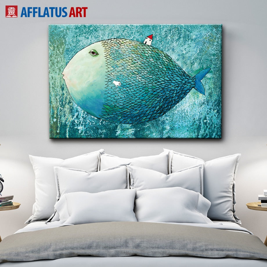 AFFLATUS Fish Nordic Poster Canvas Painting Watercolor Wall Art Posters And Prints