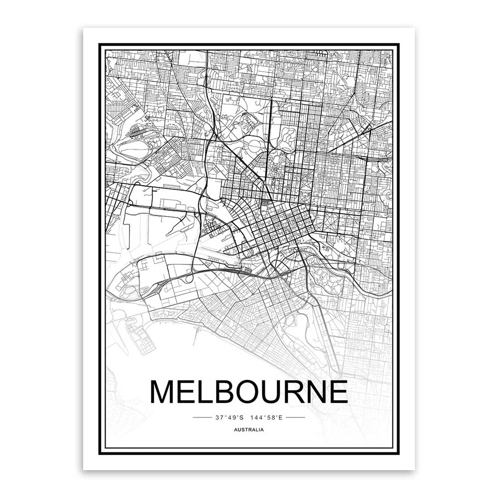 Black and White World City Map Paris London New York Poster Nordic Style Living Room Wall Art Picture Home Decor Canvas Painting