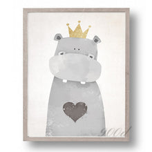 Load image into Gallery viewer, Cartoon Cute Hippo Canvas Art Print Painting Poster,  Wall Picture for Home Decoration, Wall Art Decor FA400-1
