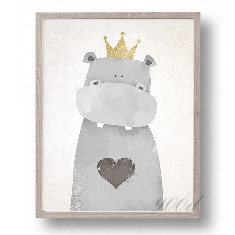 Cartoon Cute Hippo Canvas Art Print Painting Poster,  Wall Picture for Home Decoration, Wall Art Decor FA400-1
