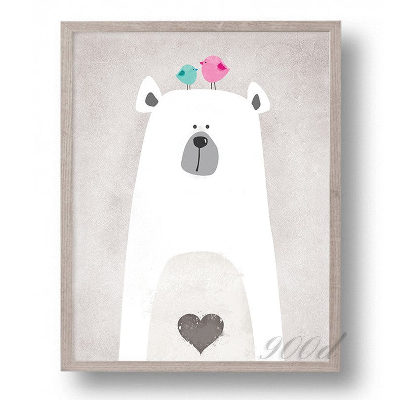 Cartoon Cute Polar Bear Canvas Art Print Painting Poster,  Wall Picture for Home Decoration,  Wall Decor FA400-4