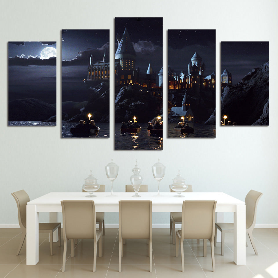HD Printed 5 piece canvas art Harry Potter poster School Hogwarts Castle Painting posters and prints art Free shipping/ny-6267