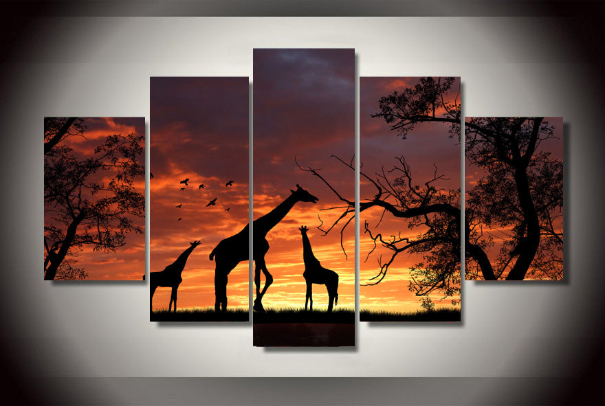 HD Printed giraffe sunset Painting Canvas Print room decor print poster picture canvas Free shipping aa-2861