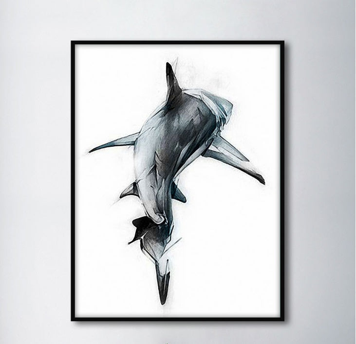 Nordic Minimalist Shark Backs Decorative Paintings Modular Picture Wall Art Canvas Painting
