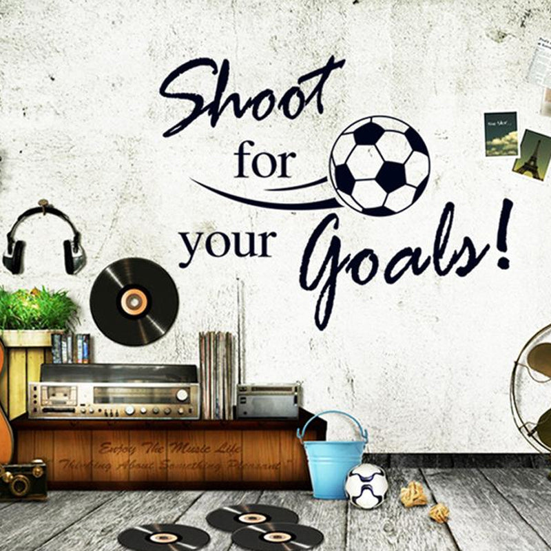 Shoot for your goals PVC Kids Room Sports Wall Decals Football English Letters Wall Stickers Removable Sticker Decor