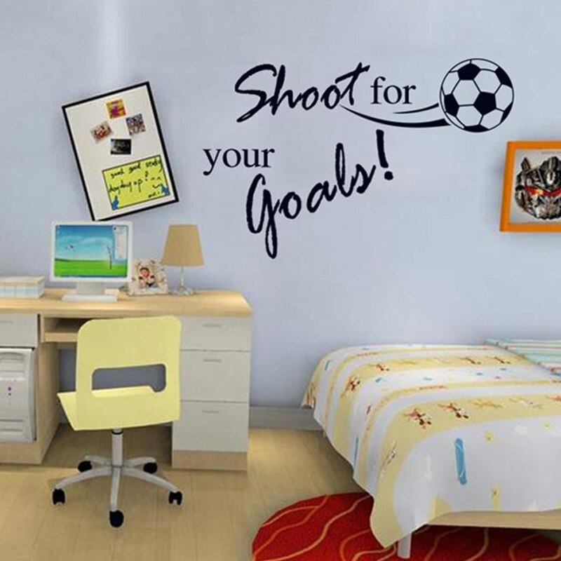 Shoot for your goals PVC Kids Room Sports Wall Decals Football English Letters Wall Stickers Removable Sticker Decor