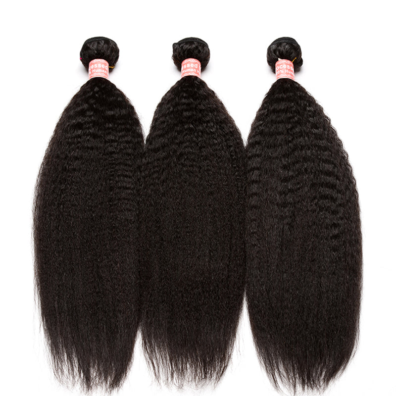 Kinky Straight Human Hair Bundles With Closure Brazilian Virgin Hair Weave Bundles With Closure 4x4 Part Prosa Hair