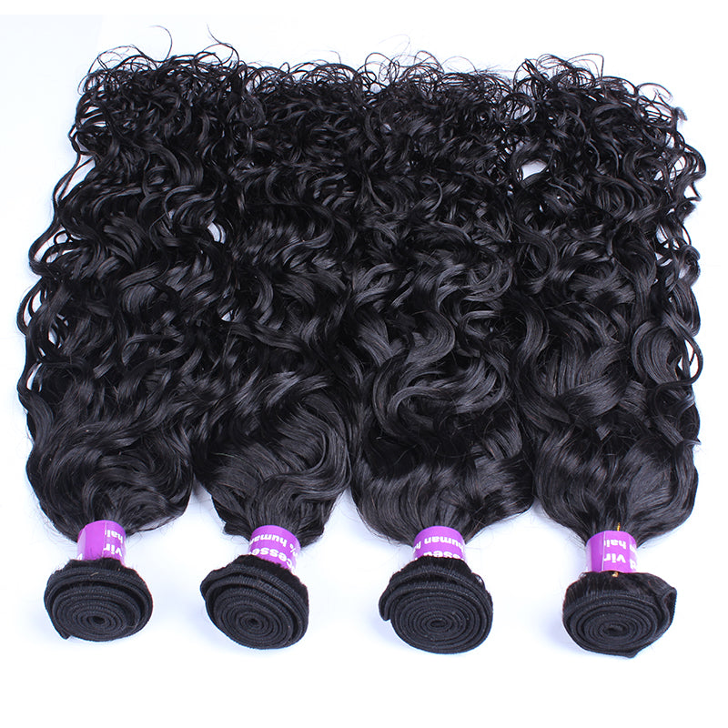 4 Bundles Water Wave Brazilian Virgin Hair 100% Human Hair Extensions Natural Color Human Hair Weaving Hair Products Prosa