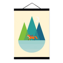 Load image into Gallery viewer, Colorful Geometric Abstract Mountain Forest Animal Wooden Framed Nordic Wall Art Picture Poster Home Deco Canvas Painting Scroll
