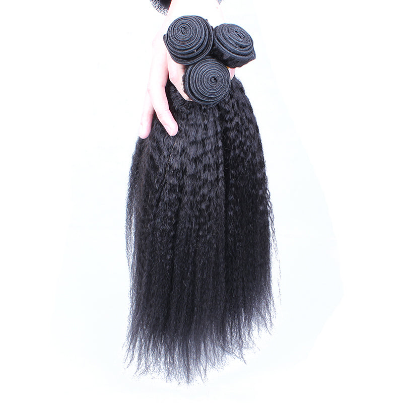 4 Bundles Kinky Straight Brazilian Virgin Hair Weave Bundles Deal 100% Human Hair Extension Products Natural Color Prosa