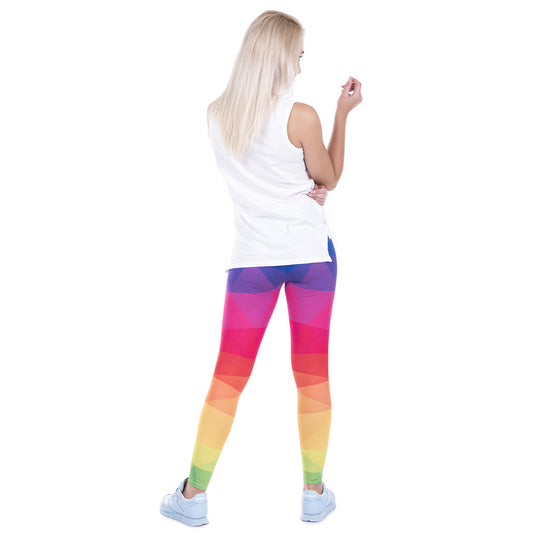 Leggings Printed Women Legging Colorful Triangles Rainbow Legins High Waist Elastic Leggins Silm