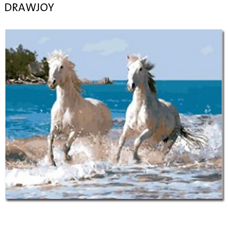DRAWJOY Framed DIY Painting By Numbers Of Horse Painting & Calligraphy Home Decor For Living Room GX8863 40*50cm