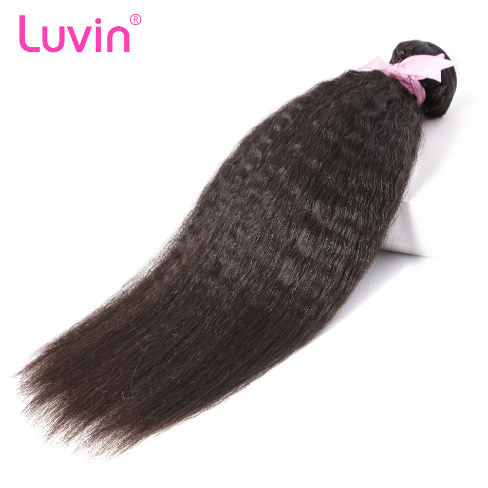Luvin Brazilian Hair Kinky Straight Hair 100% Human Hair Weave Bundles Remy Hair Extensions Weaving Natural Color Free Shipping