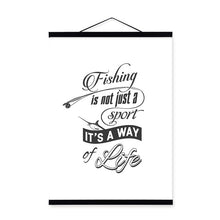 Load image into Gallery viewer, Vintage Fishing Typography Motivational Quote Wooden Framed Poster Nordic Living Room Wall Art Home Decor Canvas Painting Scroll
