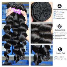 Load image into Gallery viewer, 3 loose Wave Bundles Deals Brazilian Virgin Hair Extensions 10-28&quot; Natural Color Human Hair Weaving Prosa Hair Products
