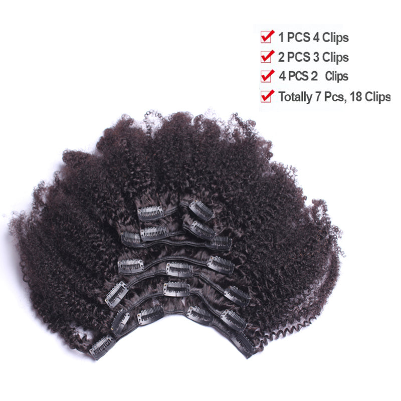 Afro Kinky Curly Hair Clip In Human Hair Extensions 4B 4C 100% Human Natural Hair Clip Ins Brazilian Remy Hair SunnyQueen