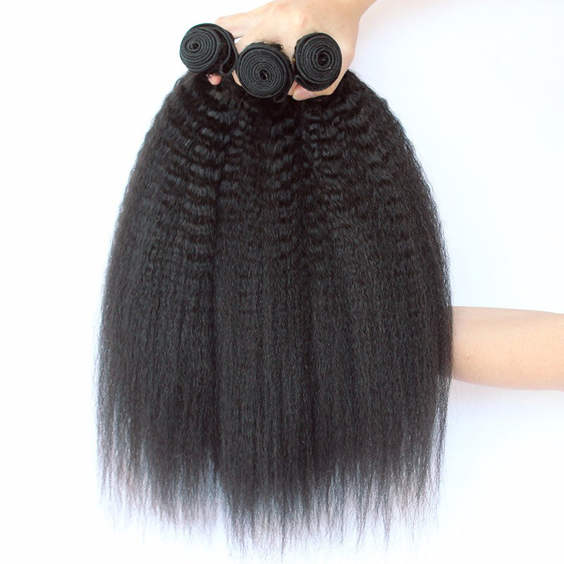 Kinky Straight Hair 3 Bundle Deals Brazilian Hair Weave Bundles Coarse Yaki Human Remy Hair Extension Hair Products Prosa