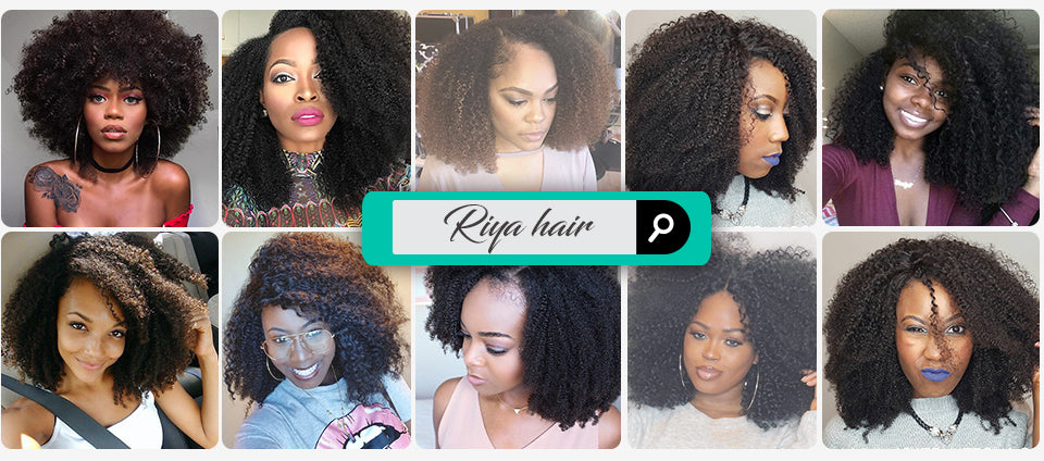 Riya Hair Brazilian Human Hair Afro Kinky Curly Clip In Hair Extensions 8 Pieces And 120g/Set Natural Color Remy Hair