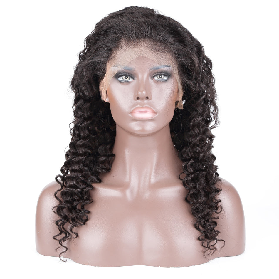 Luvin 360 Lace Frontal Wigs For Black Women Pre Plucked With Baby Hair Malaysian Curly Full Human Hair Lace Front Wig Deep Wave