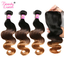 Load image into Gallery viewer, Malaysian Body Wave Bundles With Closure 1b/4/30 Ombre Human Hair 3 Bundles With Closure Non Remy Beauty Lueen Hair Extensions
