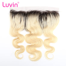 Load image into Gallery viewer, Luvin Ombre BlondeT#1B/#613 Body Wave Brazilian Human Hair Bundles With Closure 3 Bundles Remy Hair and 1PC Lace Frontal Closure
