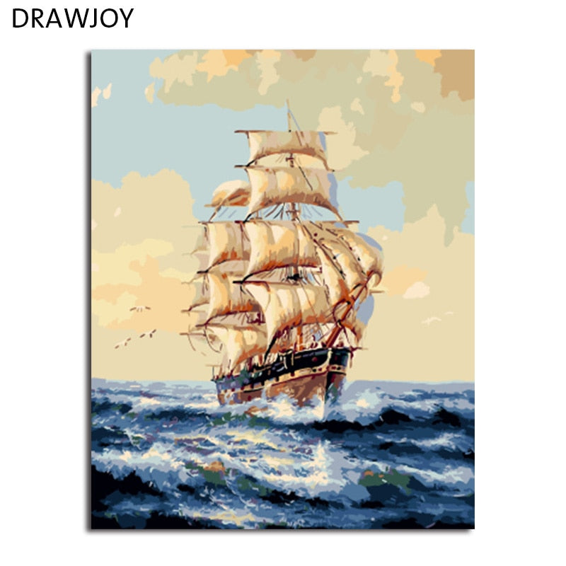 DRAWJOY Landscape Framed Painting By Numbers Wall Art DIY Canvas Oil Painting Home Decor For Living Room 40*50cm