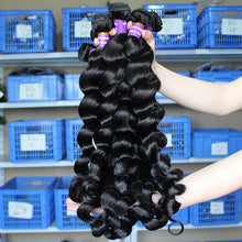 Load image into Gallery viewer, Loose Wave Bundles Virgin Brazilian Hair Weave Bundles 100% Human Hair Bundle Extension Natural Black Prosa Hair Products
