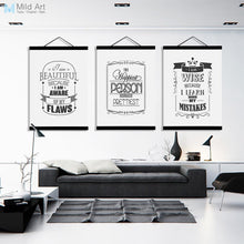 Load image into Gallery viewer, Black White Typography Motivational Quotes Wooden Framed Poster Nordic Wall Art Print Picture Home Decor Canvas Painting Scroll
